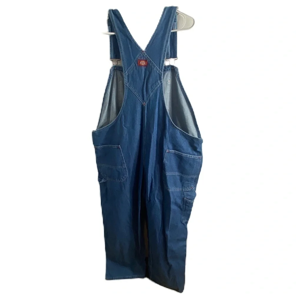 Vintage Dickies Denim Bib Overalls 46x30 90s Carpenter Blue Jean